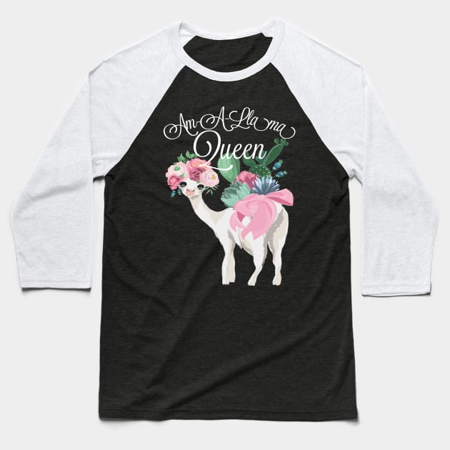 Am-A-Llama Queen - Llama Baseball T-Shirt by Animal Specials